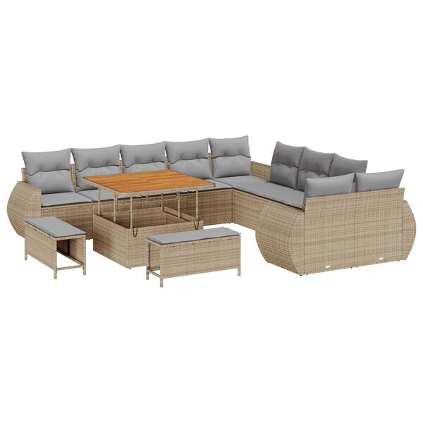 vidaXL Σετ Καναπέ Κήπου 13 pcs μπεζ και ανοιχτό γκρι 100 x 100 x 71 cm