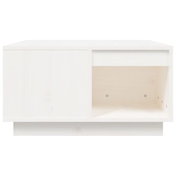 vidaXL Τραπεζάκι Σαλονιού Λευκό 60x61x32,5 εκ από Μασίφ Ξύλο Πεύκου