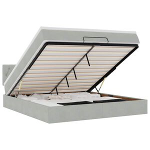 vidaXL Οθωμανικό κρεβάτι με στρώμα ανοιχτό γκρι 160x200cm Velvet