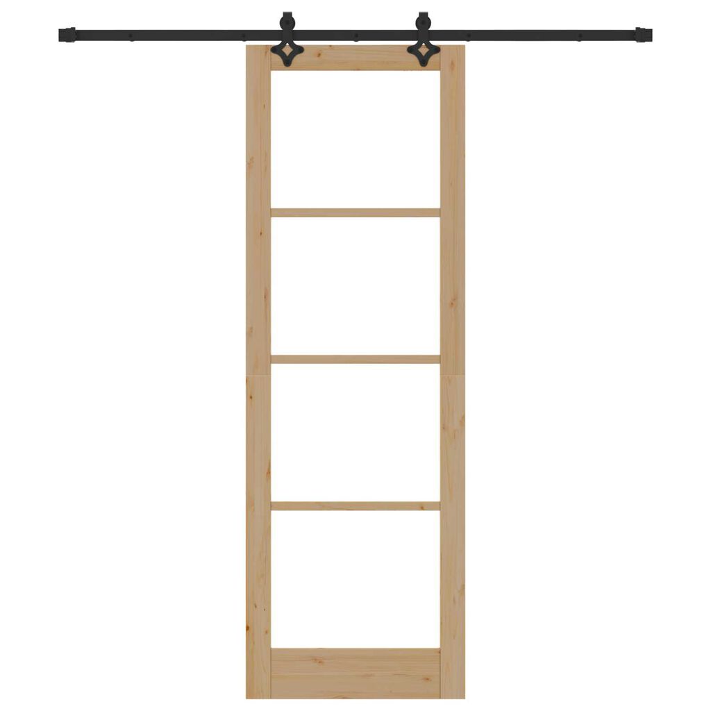 vidaXL Συρόμενη Πόρτα Καφέ 78 x 232 cm Ξύλο και μέταλλο