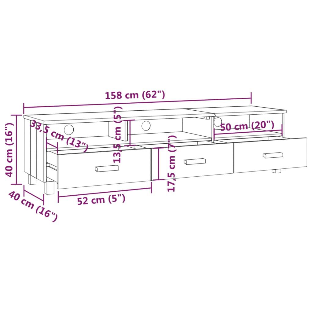 vidaXL Έπιπλο Τηλεόρασης HAMAR Αν. Γκρι 158x40x40εκ. Μασίφ Ξύλο Πεύκου