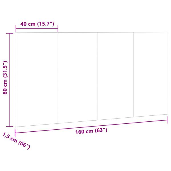 vidaXL κεφαλάρι κρεβατιού Παλιό ξύλο 160x1,5x80 cm Ξύλο μηχανής