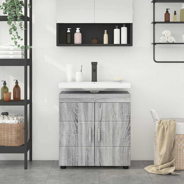 vidaXL Ντουλάπα νιπτήρα μπάνιου TULUM Γκρι sonoma 60 x 34 x 63 εκ