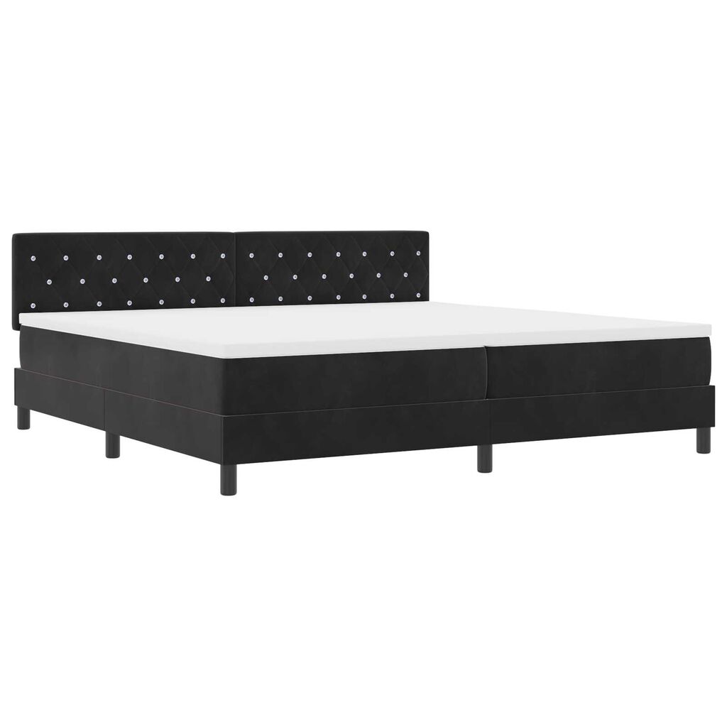 vidaXL Κρεβάτι με ελατήρια με στρώμα Μαύρο 200 x 200 cm Βελούδο