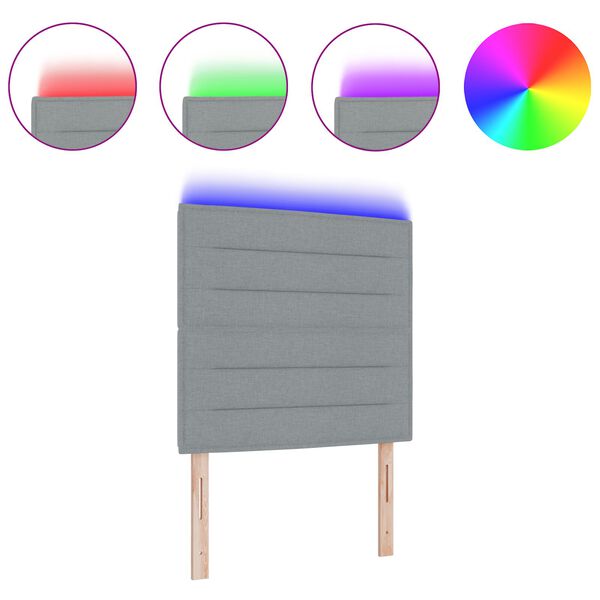 vidaXL LED κεφαλάρι με φώτα λωρίδας LED Ανοιχτό γκρι 80 cm ύφασμα