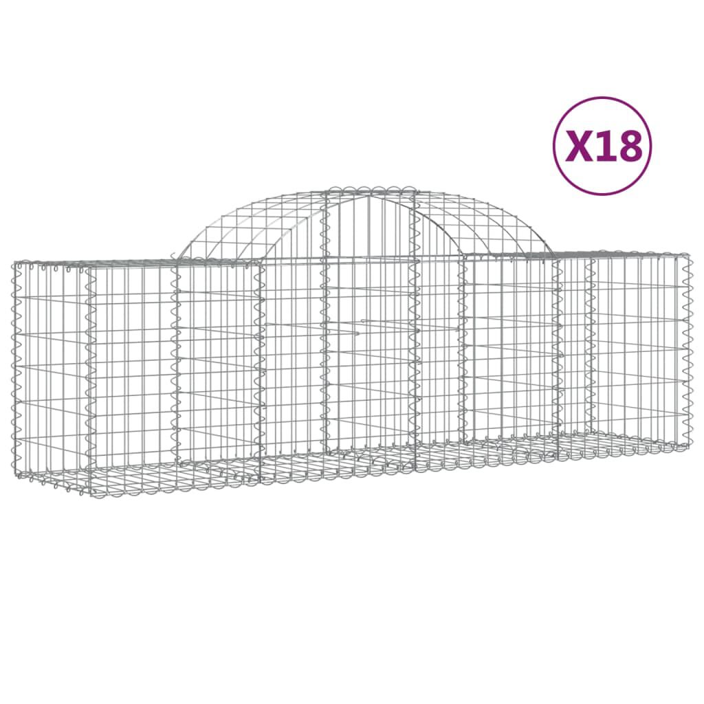 vidaXL Συρματοκιβώτια Τοξωτά 18 τεμ. 200x50x60/80 εκ. Γαλβαν. Ατσάλι