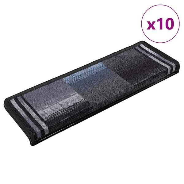 vidaXL Πατάκια Σκάλας Αυτοκόλλητα 10 τεμ. Μαύρα/Γκρι 65x21x4 εκ.
