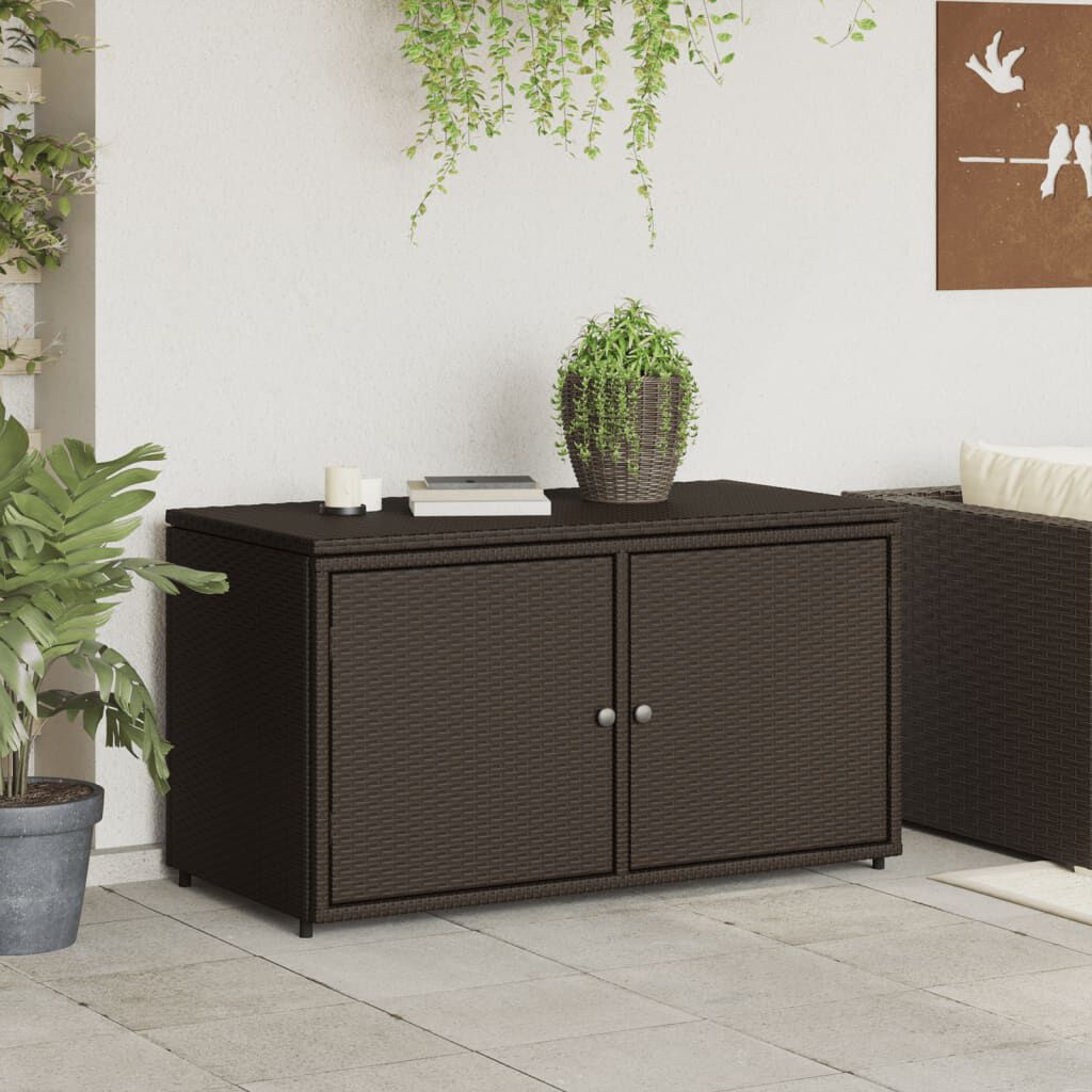 vidaXL Ντουλάπι Αποθήκευσης Κήπου Καφέ 110x55x60,5 εκ. Συνθετικό Ρατάν
