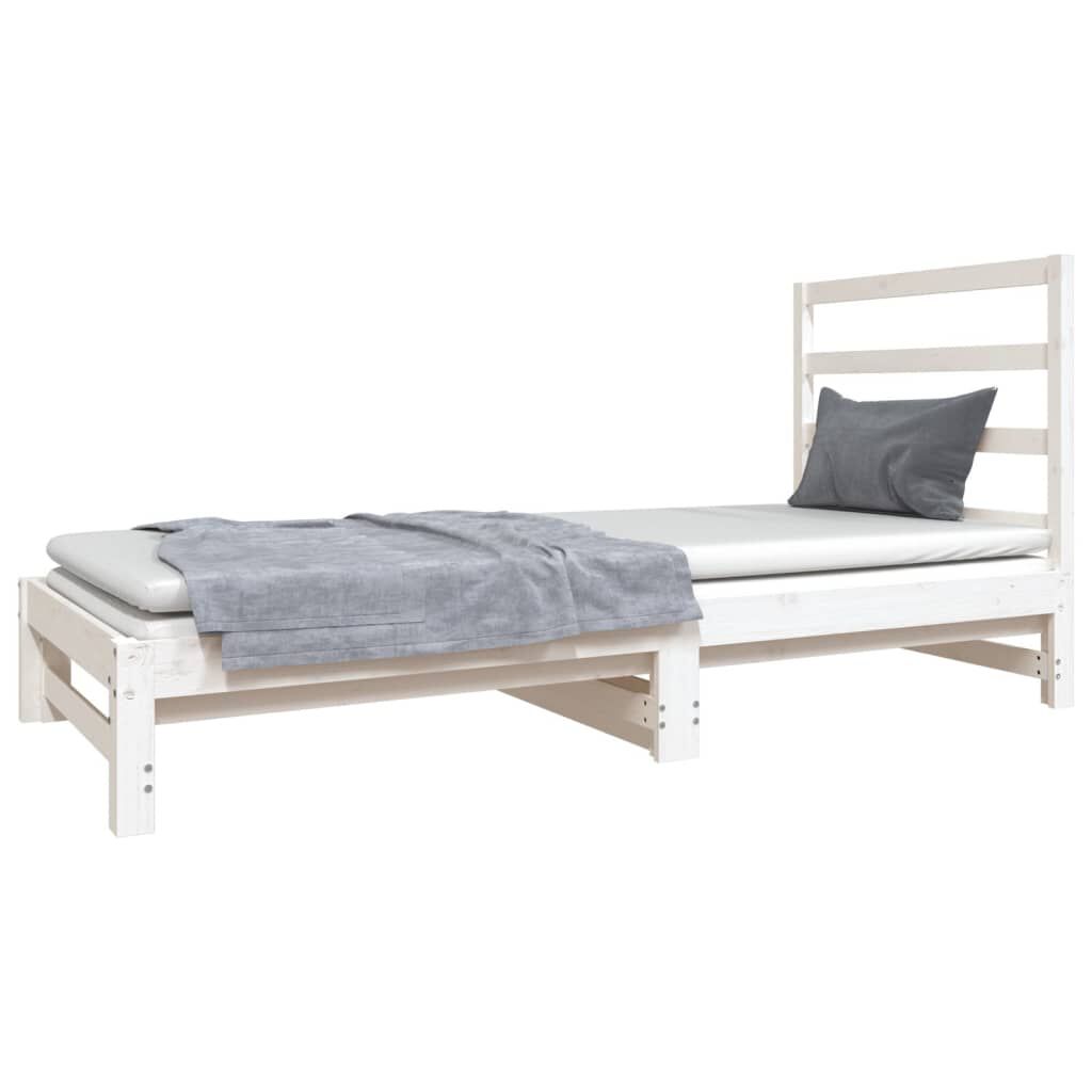 vidaXL Καναπές Κρεβάτι Συρόμενος Λευκός 2x(90x190) εκ. από Μασίφ Πεύκο
