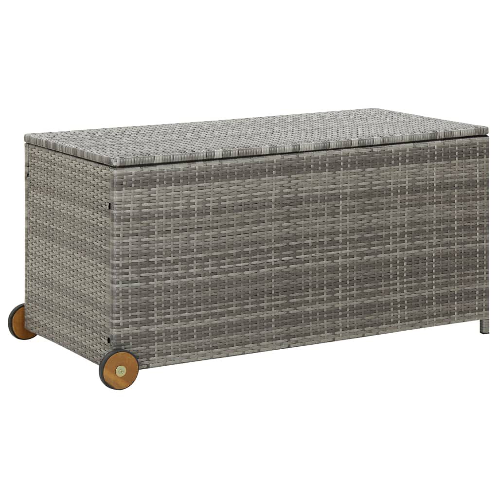 vidaXL Κουτί Αποθήκευσης Κήπου Ανοιχτό Γκρι 120x65x61 εκ. Συνθ. Ρατάν