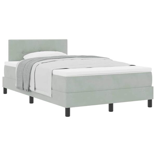 vidaXL Κρεβάτι με Ελατήρια και Στρώμα Ανοιχτό γκρι 120 x 190 cm ύφασμα