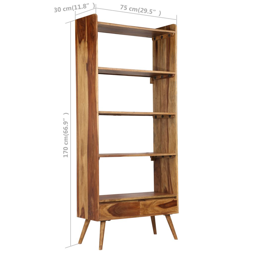 vidaXL Βιβλιοθήκη 75 x 30 x 170 εκ. από Μασίφ Ξύλο Sheesham