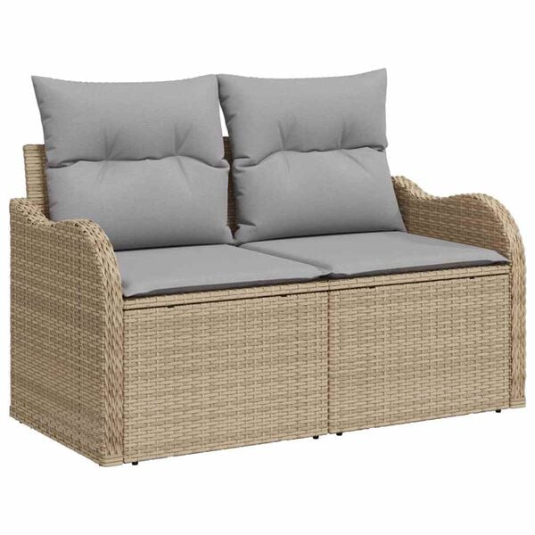 vidaXL Σετ Καναπέ Κήπου 6 pcs μπεζ και ανοιχτό γκρι Πολυ ράταν