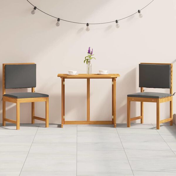 vidaXL Σετ Μπιστρό Κήπου 3 pcs Καφέ Μασίφ ξύλο ακακίας