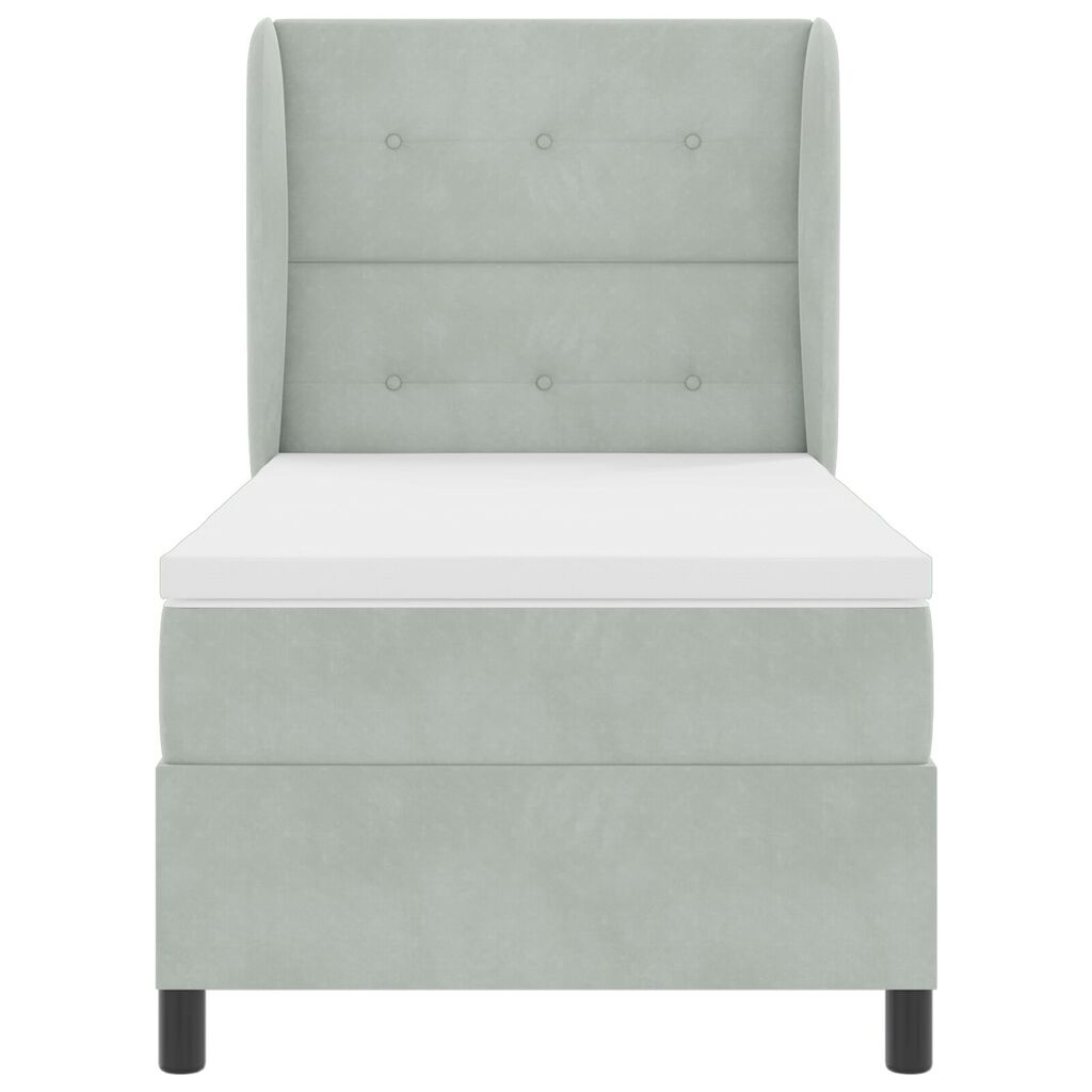 Κρεβάτι Box Spring με Στρώμα vidaXL Λαμπερό Γκρι 90x200 cm Βελούδο