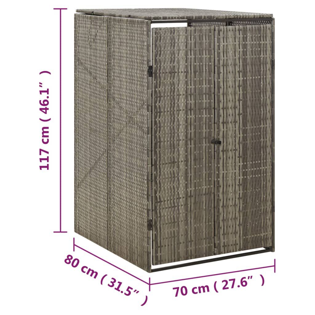 vidaXL Πλαίσιο για Κάδο Απορρ. με Ρόδες Γκρι 70x80x117 εκ. Συνθ. Ρατάν
