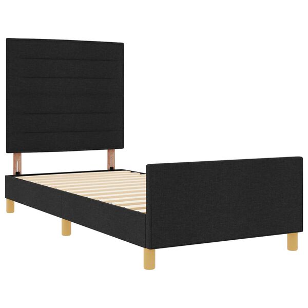 vidaXL Σκελετός Κρεβατιού με κεφαλάρι Μαύρο 100 x 200 cm ύφασμα