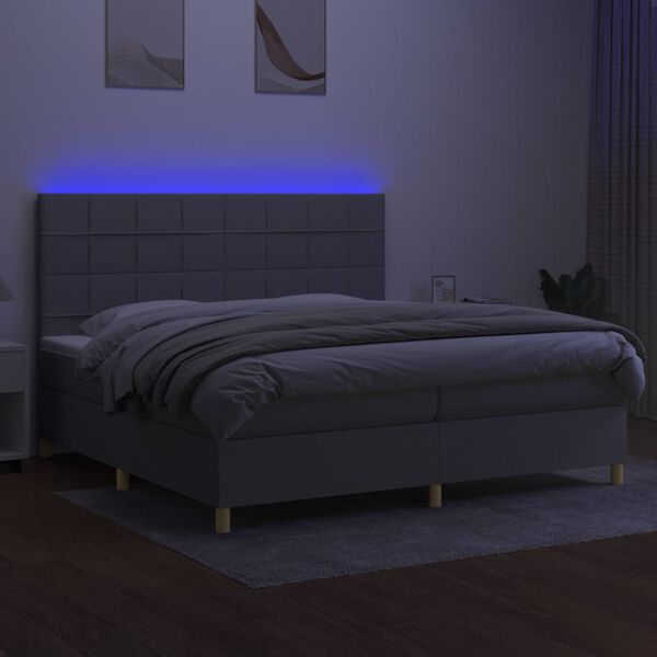 vidaXL &Kappa;&rho;&epsilon;&beta;ά&tau;&iota; Boxspring &mu;&epsilon; &Sigma;&tau;&rho;ώ&mu;&alpha; & LED &Alpha;&nu;.&Gamma;&kappa;&rho;&iota; 200x200&epsilon;&kappa;. &Upsilon;&phi;&alpha;&sigma;&mu;ά&tau;&iota;&nu;&omicron;