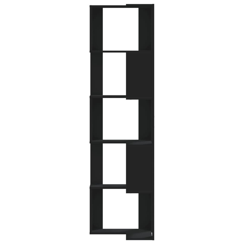 vidaXL Βιβλιοθήκη Γωνιακή 5 Επ. Μαύρο 50x50x179 εκ Επεξ. Ξύλο