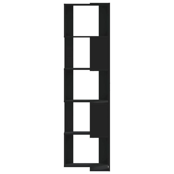 vidaXL Βιβλιοθήκη Γωνιακή 5 Επ. Μαύρο 50x50x179 εκ Επεξ. Ξύλο