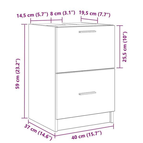 vidaXL Ντουλάπι Νεροχύτη Μαύρη Οξυά 40 x 37 x 59 cm Επεξεργασμένο ξύλο