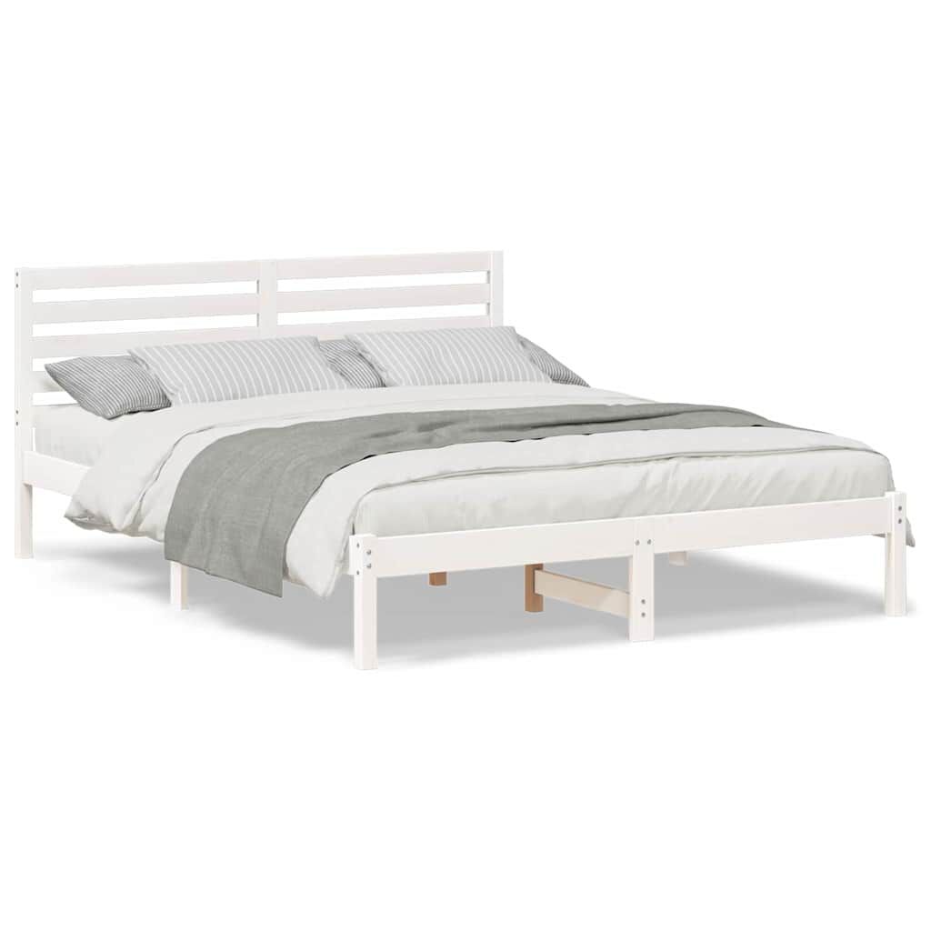 vidaXL Σκελετός Κρεβατιού Λευκό 140 x 200 cm Μασίφ ξύλο πεύκου