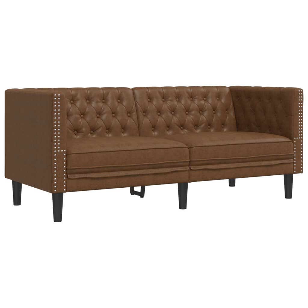 vidaXL Καναπές Chesterfield 2-θέσιος Καφέ δέρμα Faux Suede καφέ