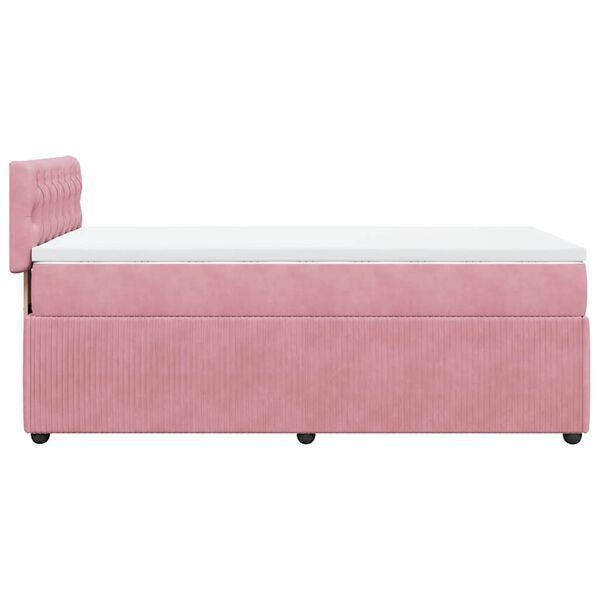 vidaXL Κρεβάτι Boxspring με Στρώμα Ροζ 100x200 εκ. Βελούδινο