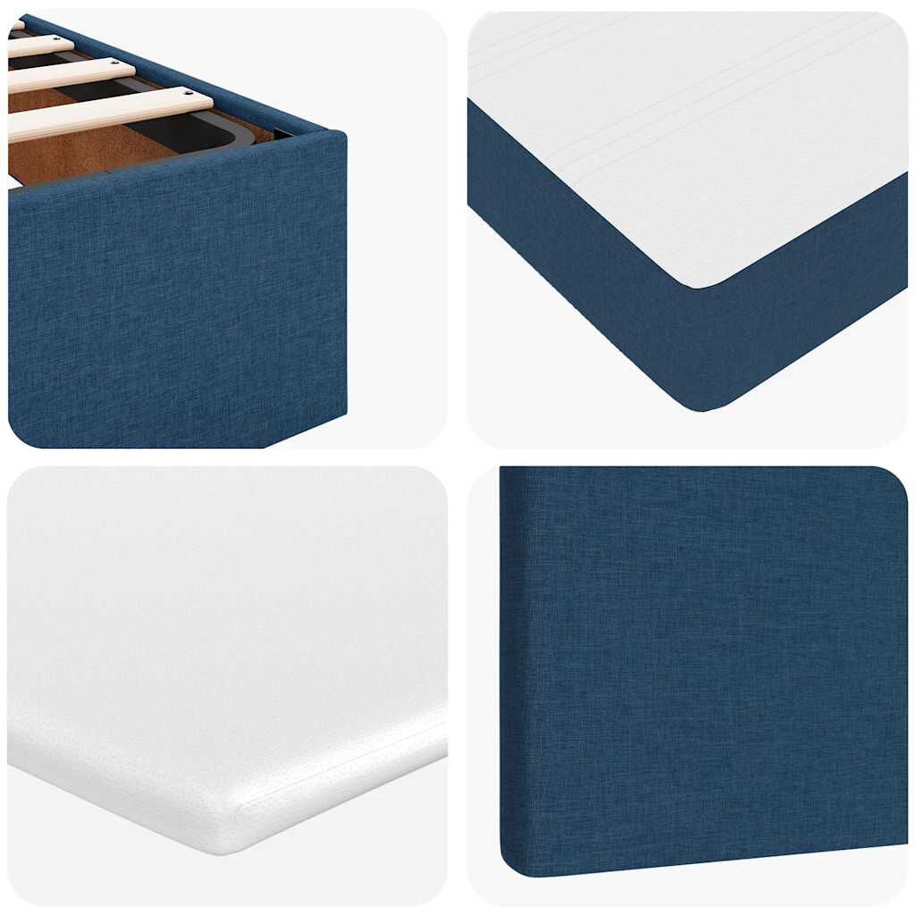 vidaXL Οθωμανικό κρεβάτι με στρώμα μπλε 160x200cm ύφασμα