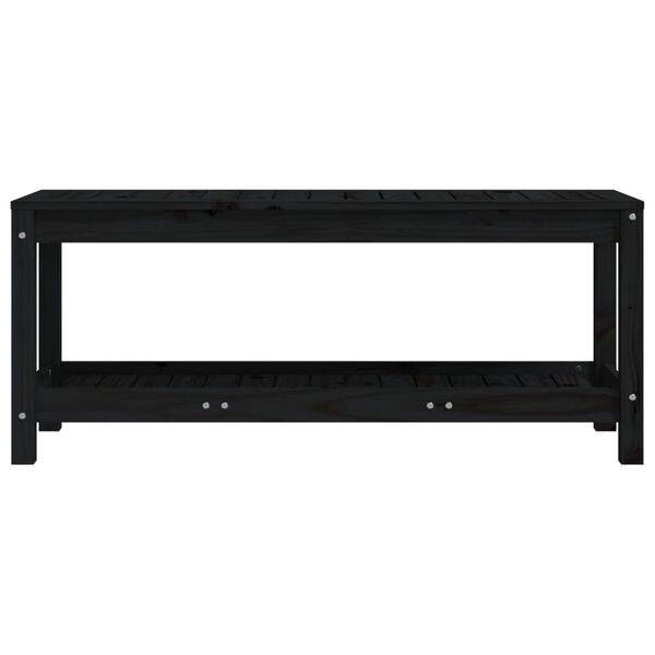 vidaXL Παγκάκι Κήπου Μαύρο 108 x 35 x 45 εκ. από Μασίφ Ξύλο Πεύκου