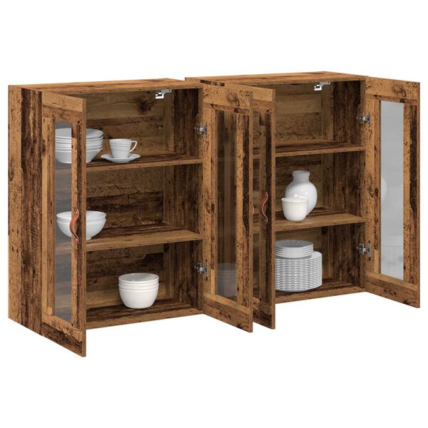 vidaXL Ντουλάπες τοίχου 2 τεμ. παλιού ξύλου, 69.5x34x90 εκ. από ξύλο.