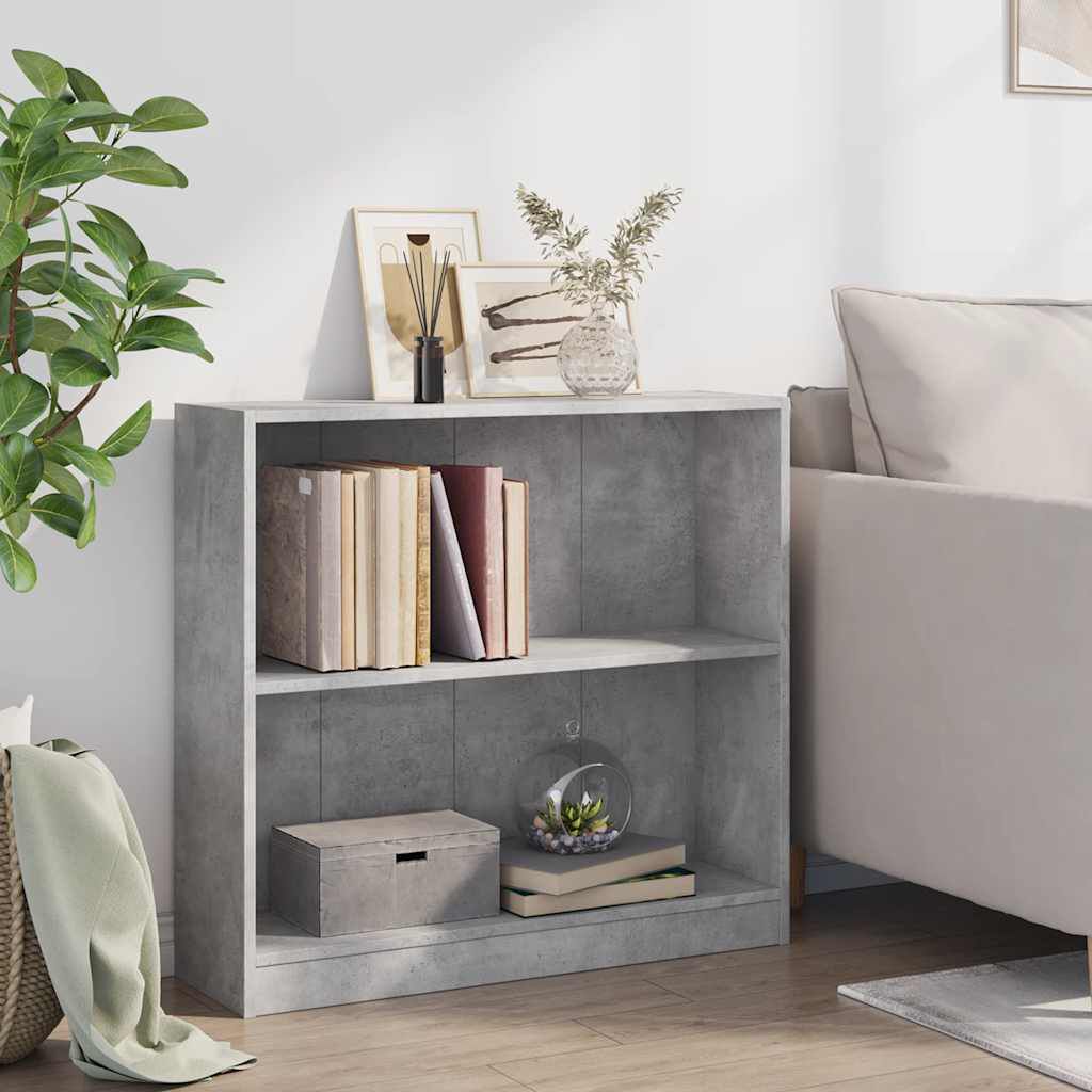 vidaXL Βιβλιοθήκη Γκρι του Σκυροδέματος 80 x 24 x 75 εκ. Μοριοσανίδα