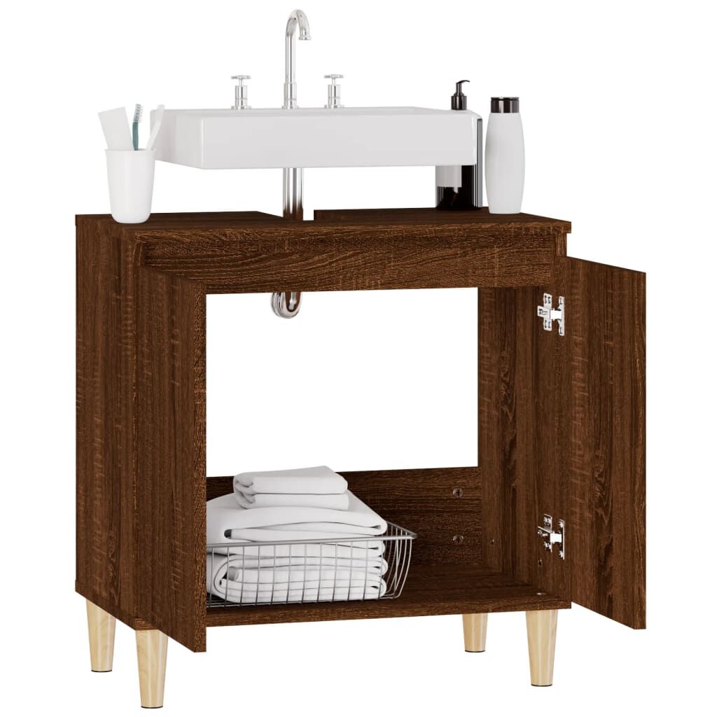 vidaXL Ντουλάπι Νιπτήρα Καφέ Δρυς 58x33x60 εκ. Επεξεργασμένο Ξύλο