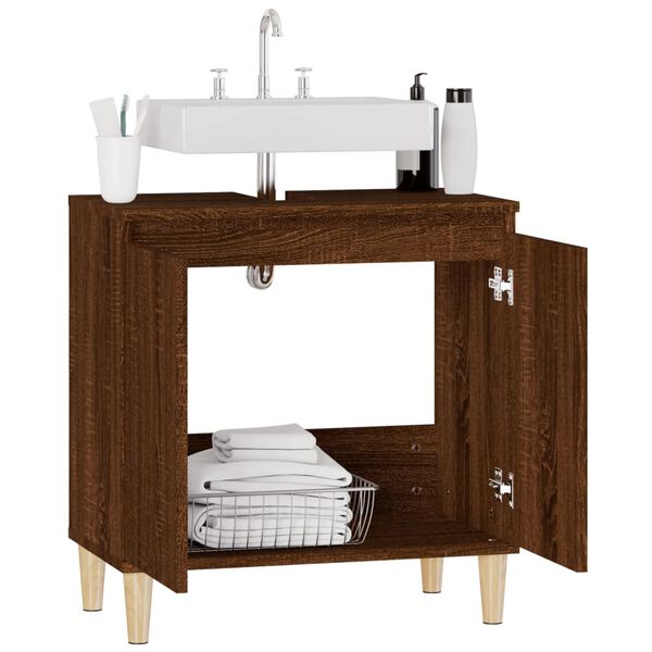 vidaXL Ντουλάπι Νιπτήρα Καφέ Δρυς 58x33x60 εκ. Επεξεργασμένο Ξύλο