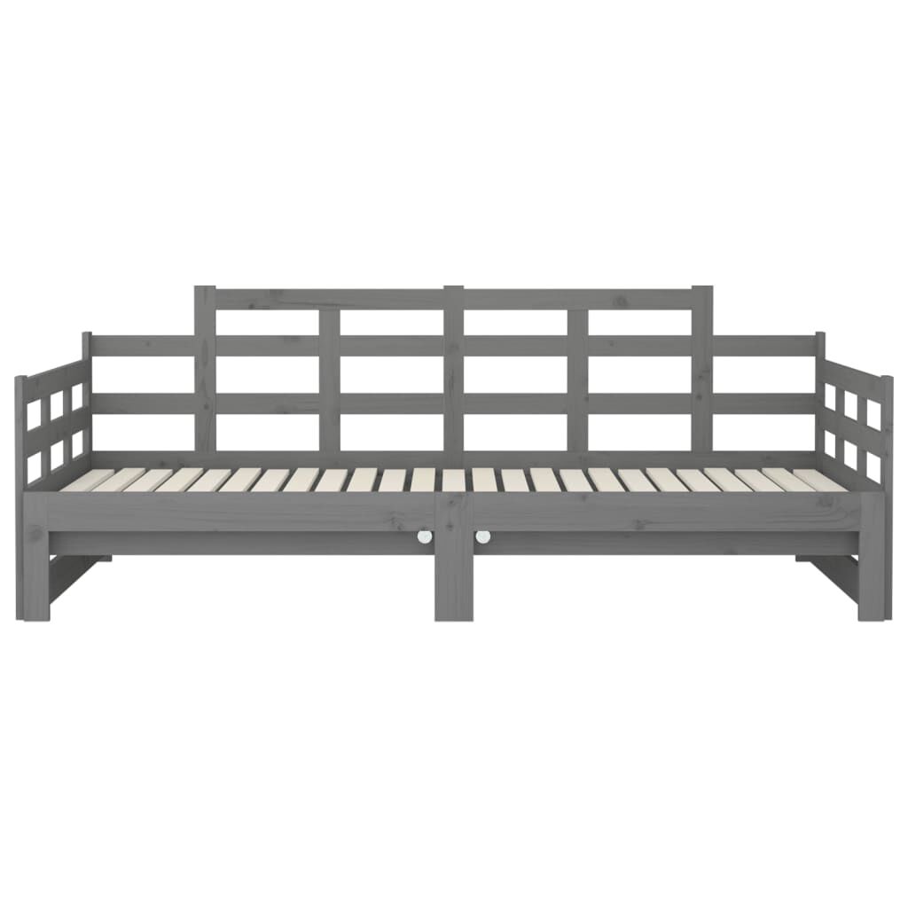 vidaXL Καναπές Κρεβάτι Συρόμενος Γκρι 2x(90x200) εκ. από Μασίφ Πεύκο