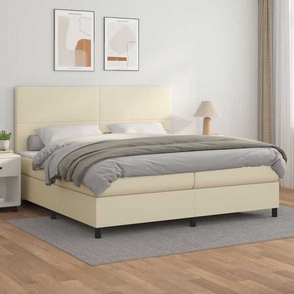 vidaXL &Kappa;&rho;&epsilon;&beta;ά&tau;&iota; Boxspring &mu;&epsilon; &Sigma;&tau;&rho;ώ&mu;&alpha; &Kappa;&rho;&epsilon;&mu; 200x200 &epsilon;&kappa;. &Sigma;&upsilon;&nu;&theta;&epsilon;&tau;&iota;&kappa;ό &Delta;έ&rho;&mu;&alpha;