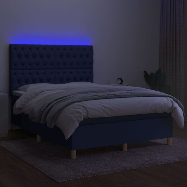 vidaXL &Kappa;&rho;&epsilon;&beta;ά&tau;&iota; Boxspring &mu;&epsilon; &Sigma;&tau;&rho;ώ&mu;&alpha; & LED &Mu;&pi;&lambda;&epsilon; 140x190 &epsilon;&kappa;. &Upsilon;&phi;&alpha;&sigma;&mu;ά&tau;&iota;&nu;&omicron;