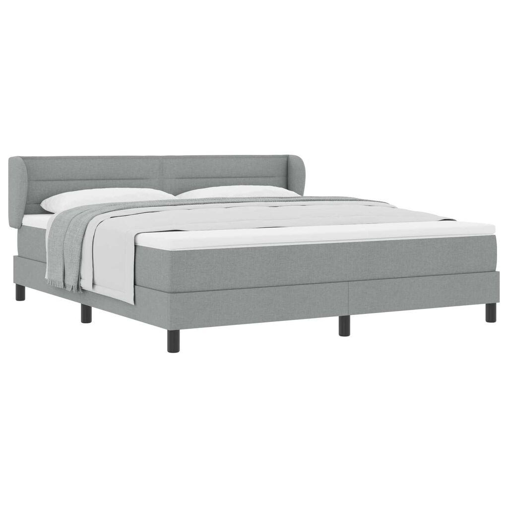κρεβάτι Box Spring με στρώμα vidaXL ανοιχτό γκρι 180x200 εκ. ύφασμα