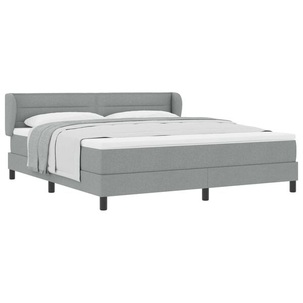 κρεβάτι Box Spring με στρώμα vidaXL ανοιχτό γκρι 180x200 εκ. ύφασμα