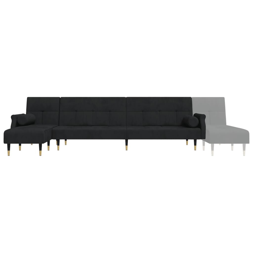 vidaXL Καναπές Κρεβάτι Γωνιακός Μαύρος 271 x 140 x 70 εκ. Βελούδινος