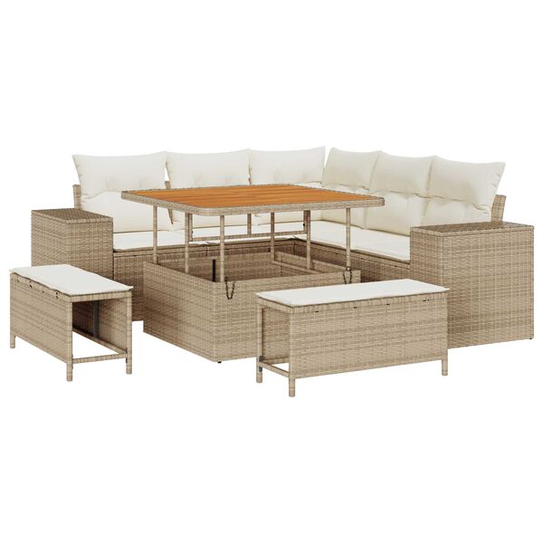 vidaXL Σετ Καναπέ Κήπου 8 pcs Μπεζ και Κρέμα 100 x 100 x 71 cm