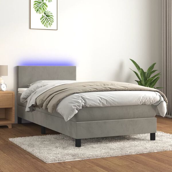 vidaXL &Kappa;&rho;&epsilon;&beta;ά&tau;&iota; Boxspring &mu;&epsilon; &Sigma;&tau;&rho;ώ&mu;&alpha; & LED &Alpha;&nu;.&Gamma;&kappa;&rho;&iota; 90x190 &epsilon;&kappa;. &Beta;&epsilon;&lambda;&omicron;ύ&delta;&iota;&nu;&omicron;