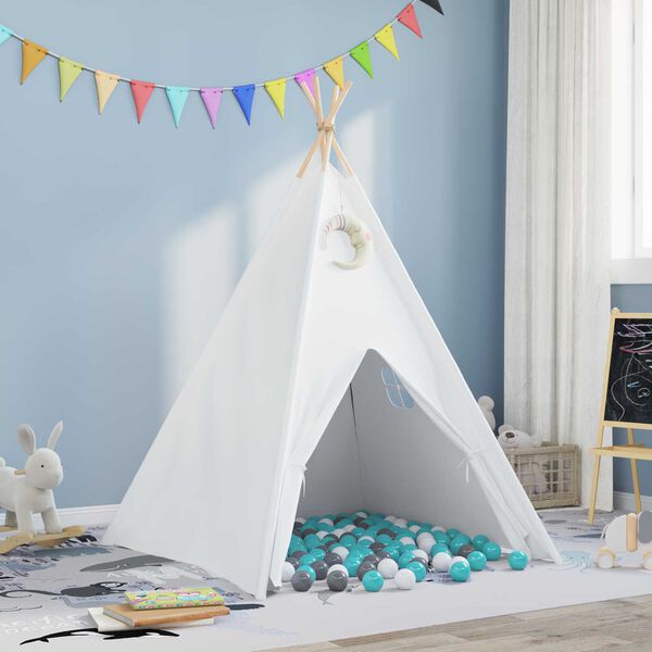 vidaXL Σκηνίτσα Teepee Λευκό 120 x 120 x 150 cm Υφάσμα, Πλαστικό