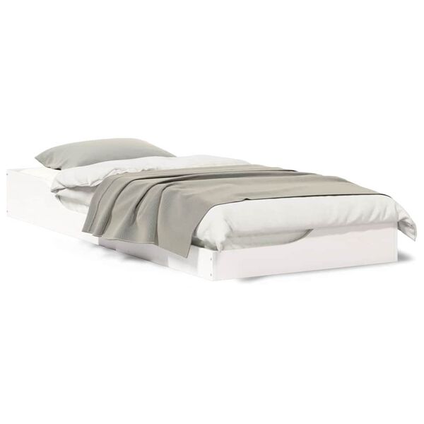 vidaXL Κρεβάτι δαπέδου Λευκό 100 x 210 cm Μασίφ ξύλο πεύκου