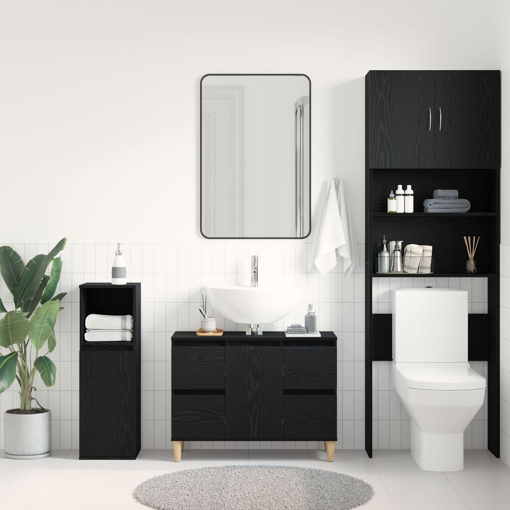 vidaXL Ντουλάπι μπαταρίας Μαύρη Δρυς 80x33x60 εκ Επεξεργασμένο Ξύλο
