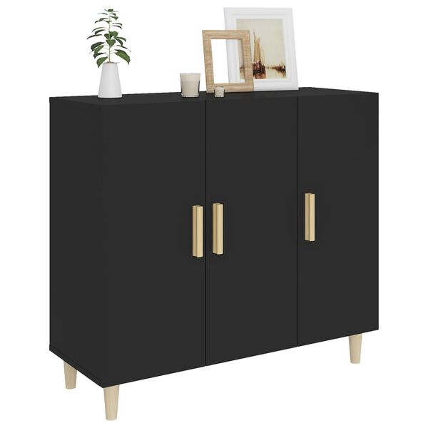 vidaXL Ντουλάπι Μαύρο 90 x 34 x 80 εκ. από Επεξεργασμένο Ξύλο