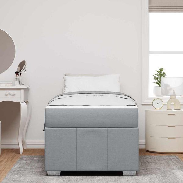 vidaXL Σκελετός Κρεβατιού με στρώμα Ανοιχτό γκρι 90 x 200 cm ύφασμα