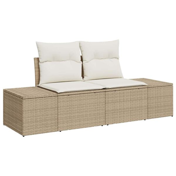 vidaXL Σετ Καναπέ Κήπου με αποθήκευση 8 pcs Μπεζ Πολυ ράταν