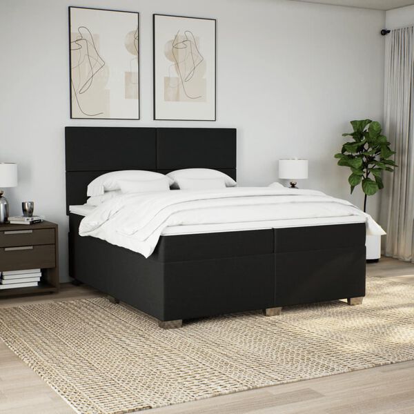 vidaXL &Kappa;&rho;&epsilon;&beta;ά&tau;&iota; Boxspring &mu;&epsilon; &Sigma;&tau;&rho;ώ&mu;&alpha; &Mu;&alpha;ύ&rho;&omicron; 200x200 &epsilon;&kappa;. &Upsilon;&phi;&alpha;&sigma;&mu;ά&tau;&iota;&nu;&omicron;