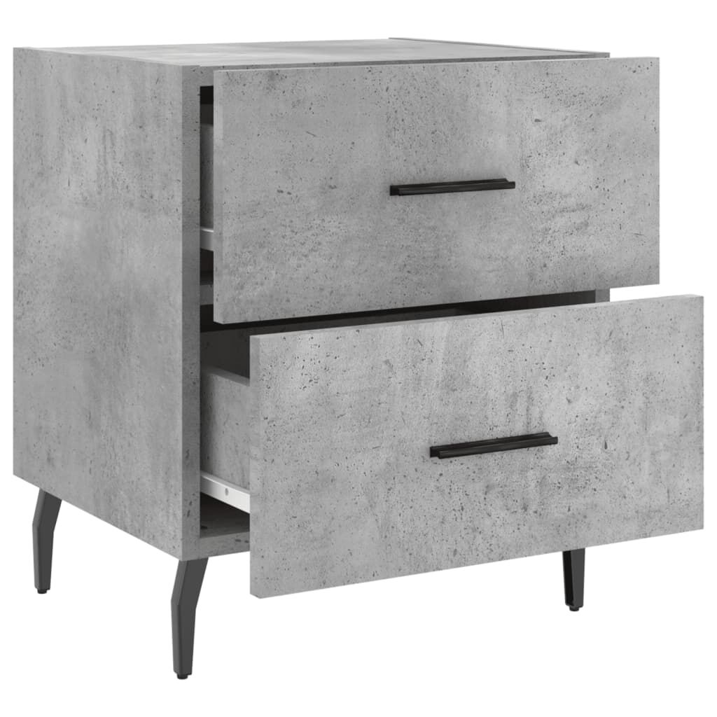 vidaXL Κομοδίνα 2 τεμ. Γκρι Σκυροδεμ. 40 x 35 x 47,5 εκ. Επεξεργ. Ξύλο
